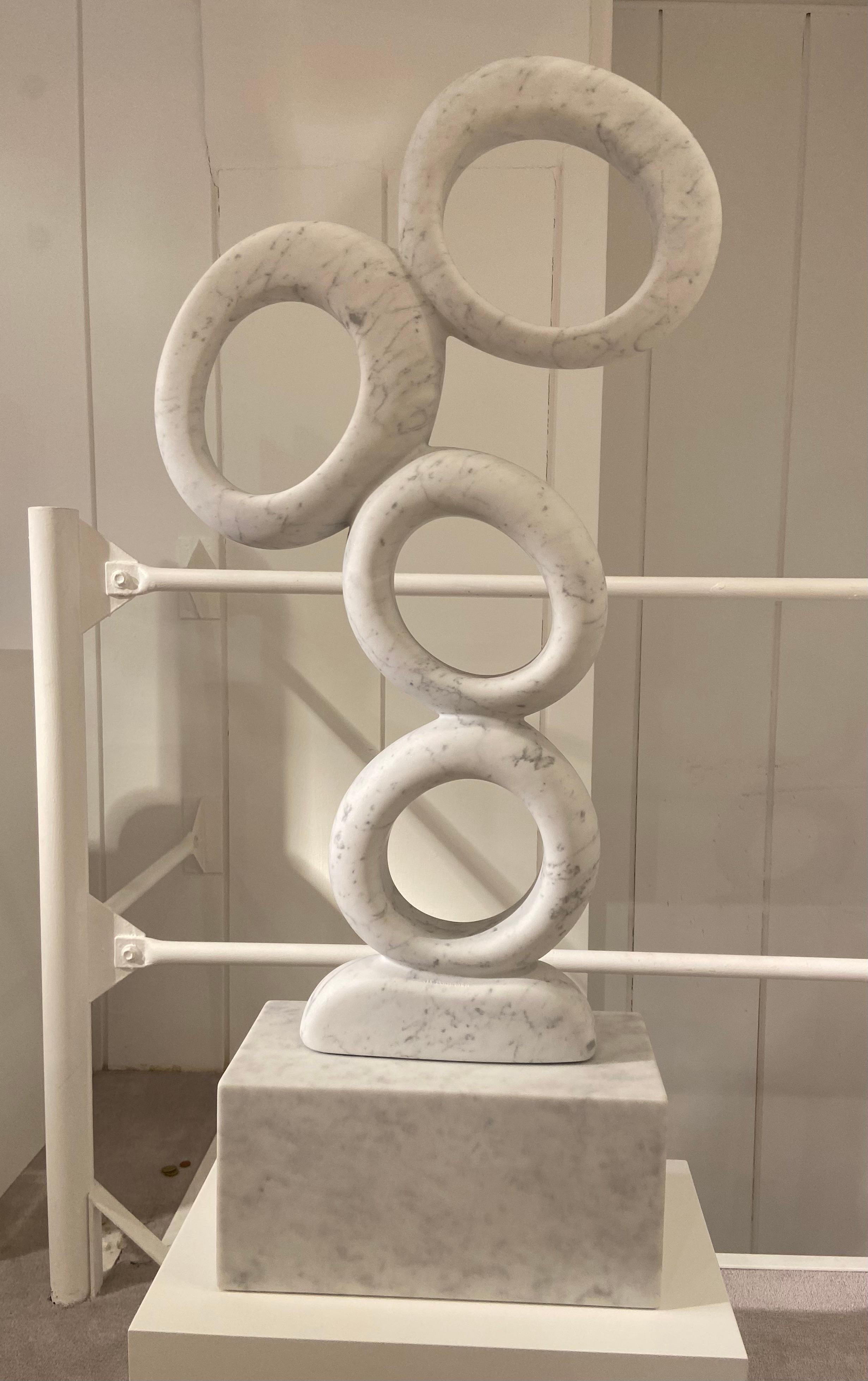Modern White Marble Abstract Sculpture by Jean Frederic Bourdier For Sale