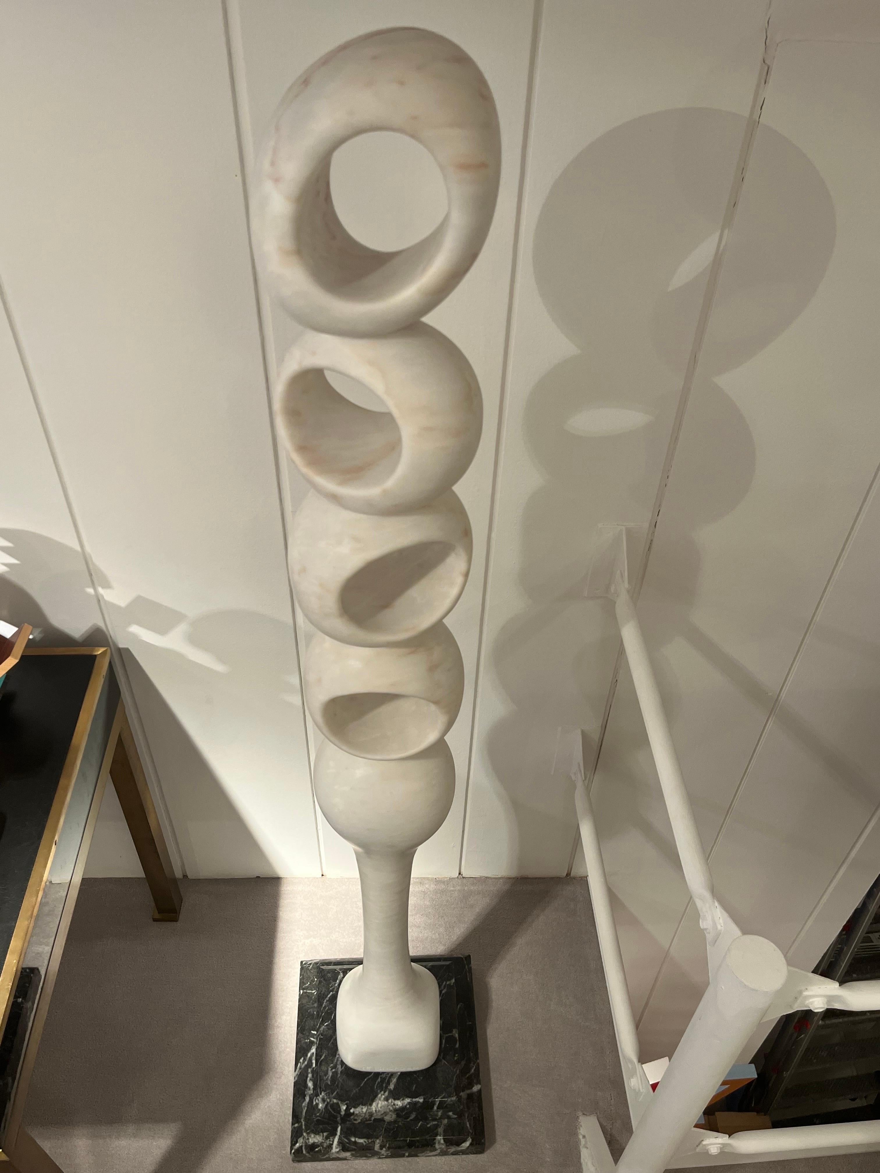 French White Marble Abstract Sculpture by Jean Frederic Bourdier For Sale