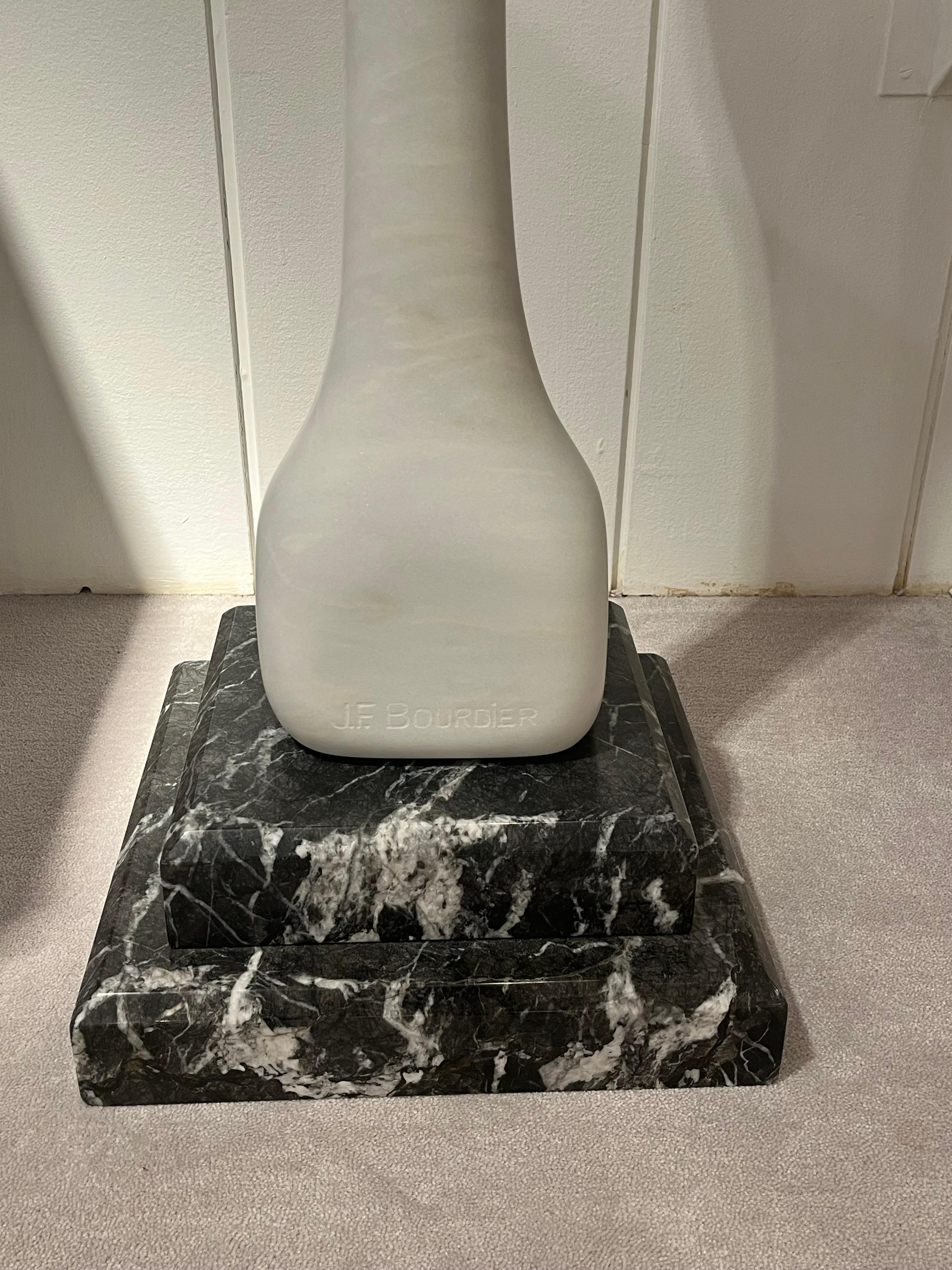 Late 20th Century White Marble Abstract Sculpture by Jean Frederic Bourdier For Sale