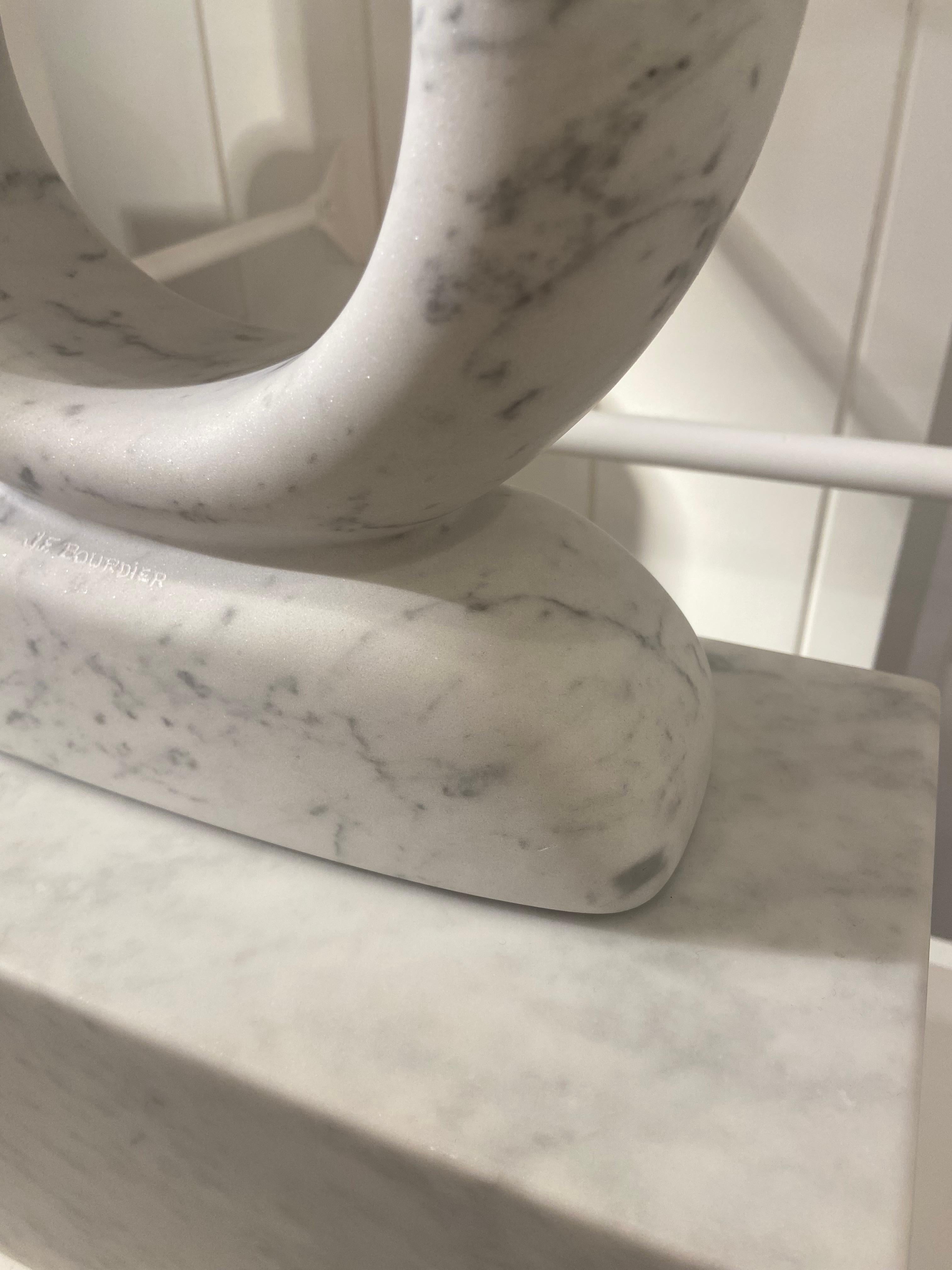 Late 20th Century White Marble Abstract Sculpture by Jean Frederic Bourdier For Sale