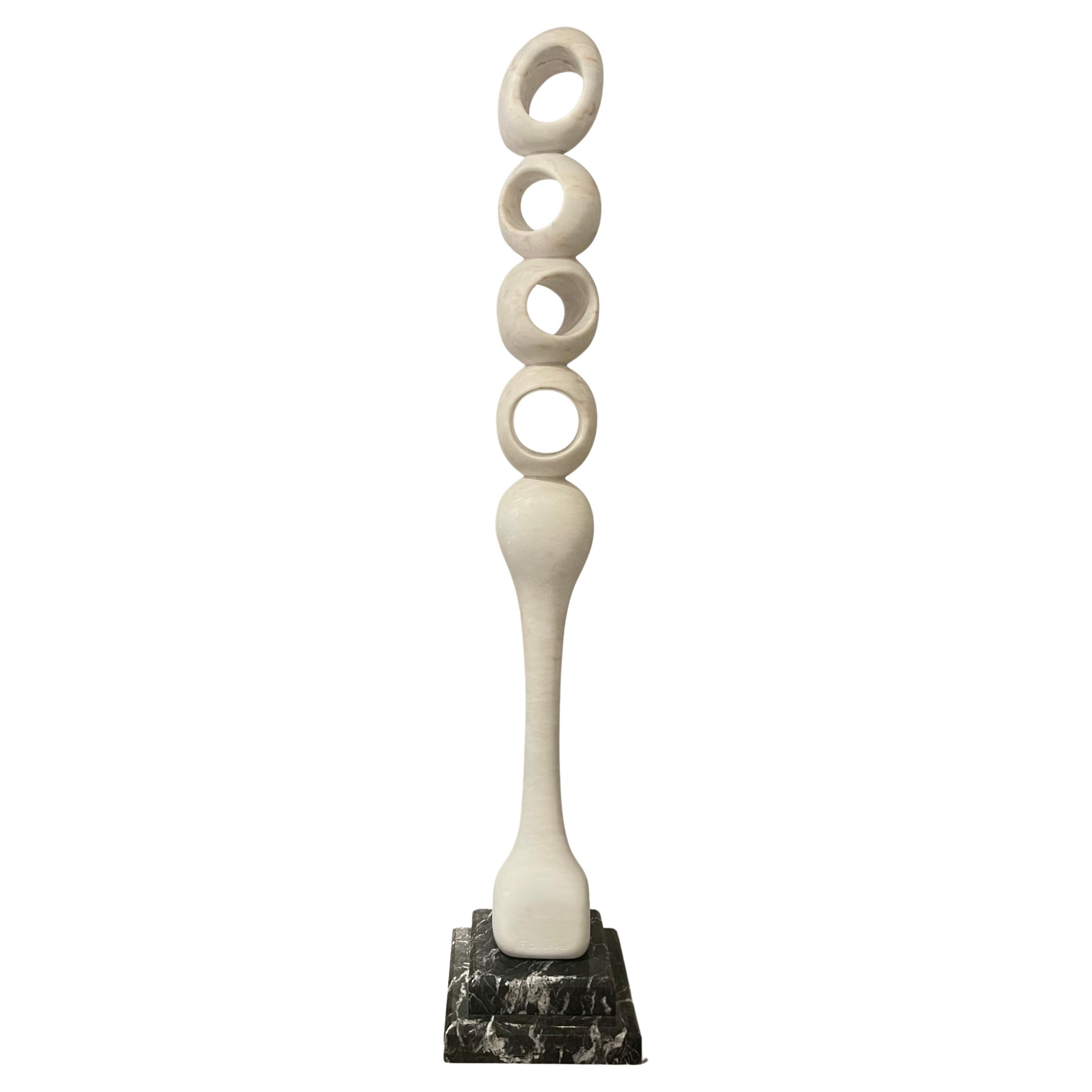White Marble Abstract Sculpture by Jean Frederic Bourdier For Sale