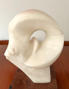 White Marble Abstract Sculpture Dichotomy Biomorphic