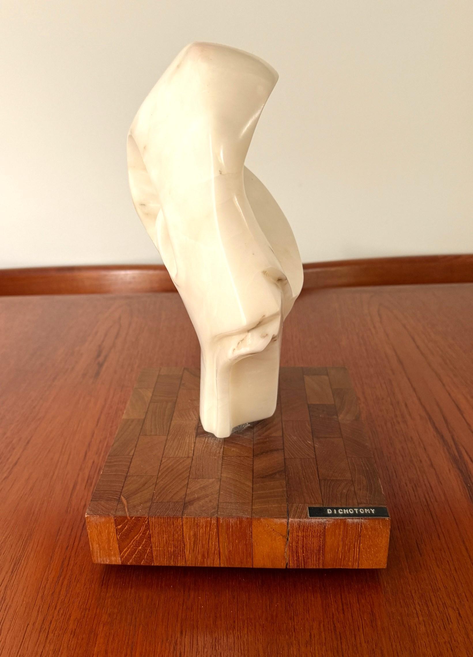 Americano White Marble Abstract Sculpture Dichotomy Biomorphic in vendita