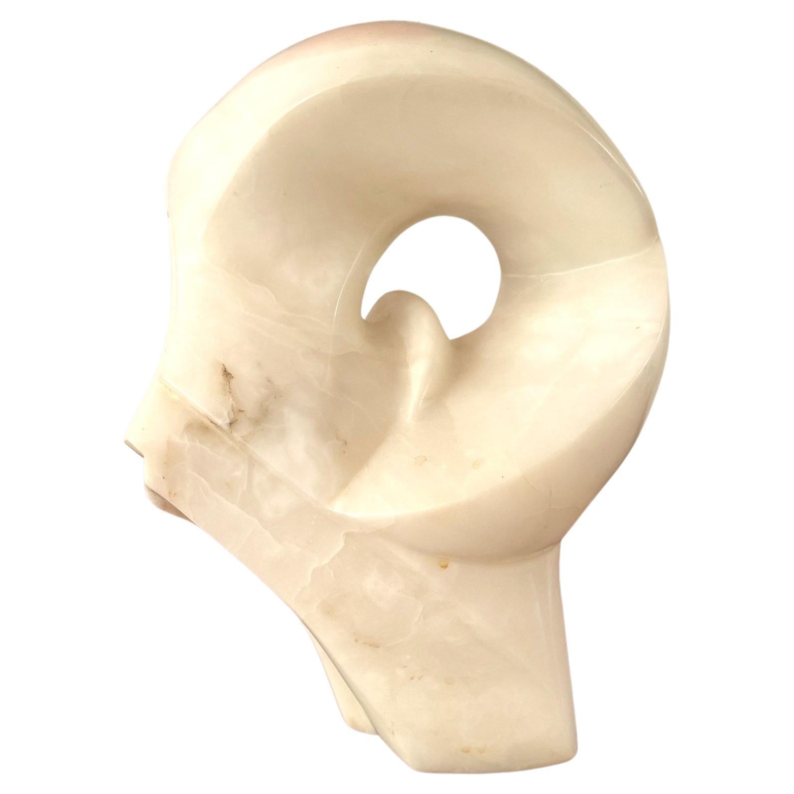 White Marble Abstract Sculpture Dichotomy Biomorphic