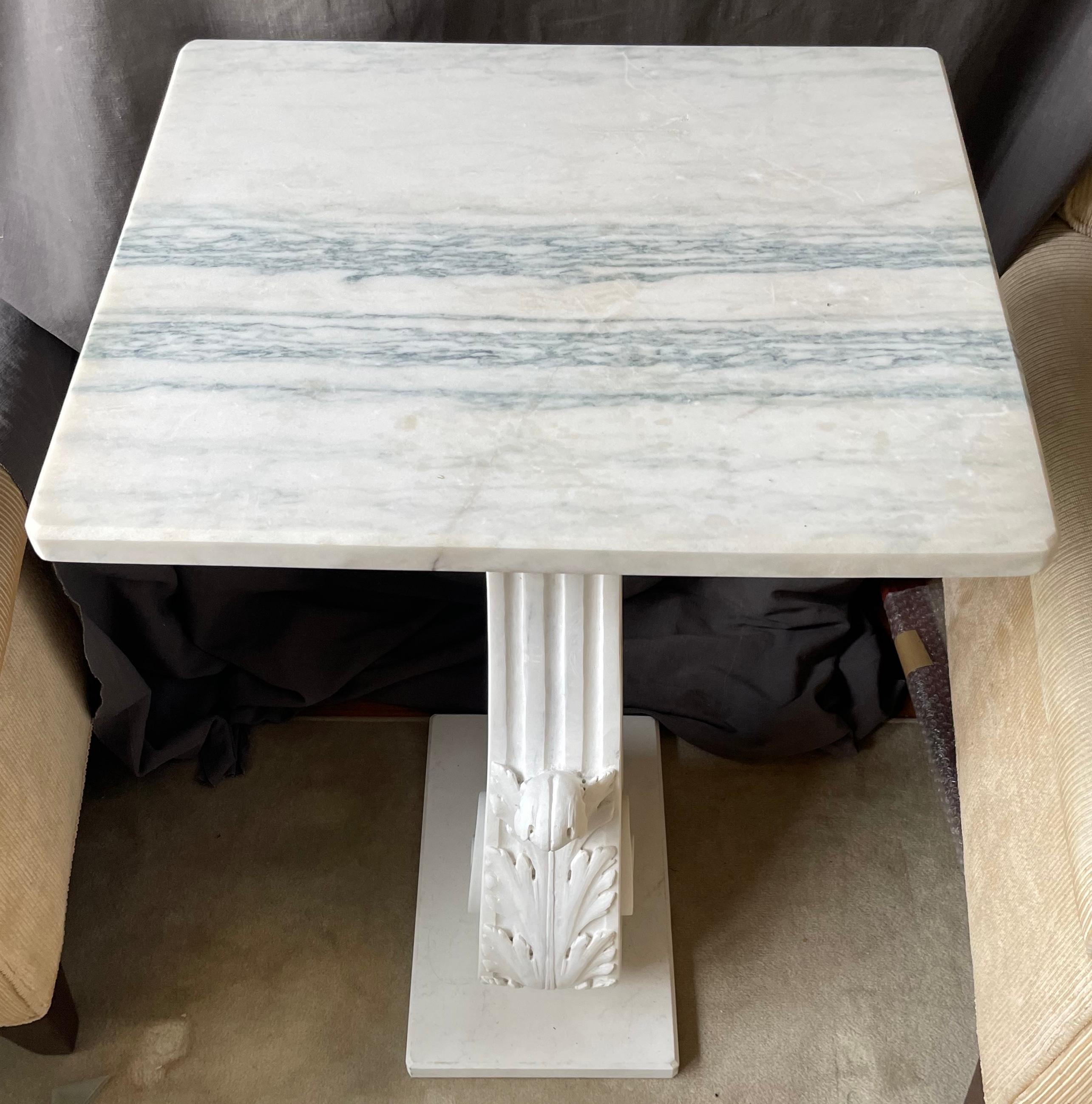White Marble Acanthus Scroll Console For Sale 4