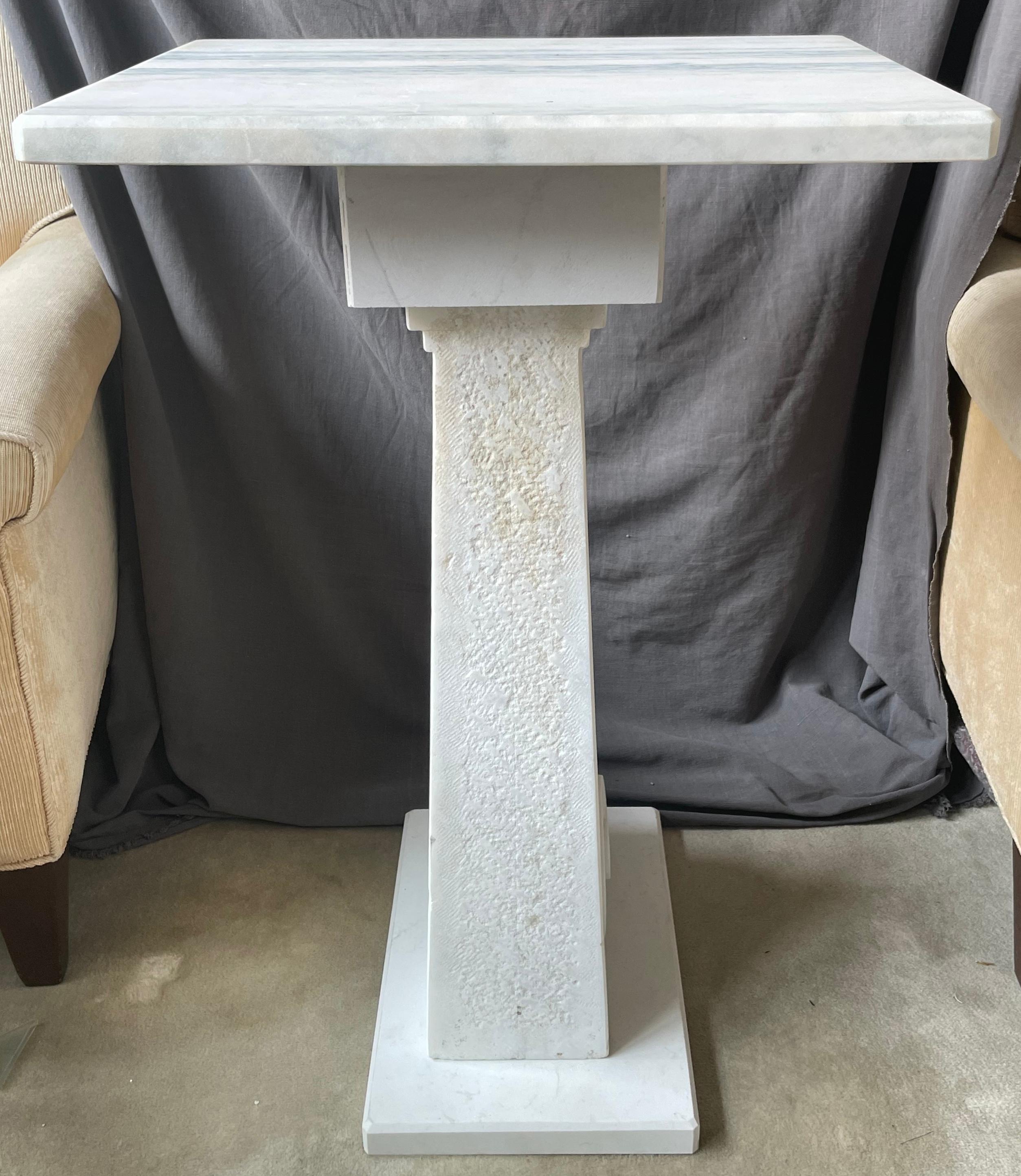 Italian White Marble Acanthus Scroll Console For Sale