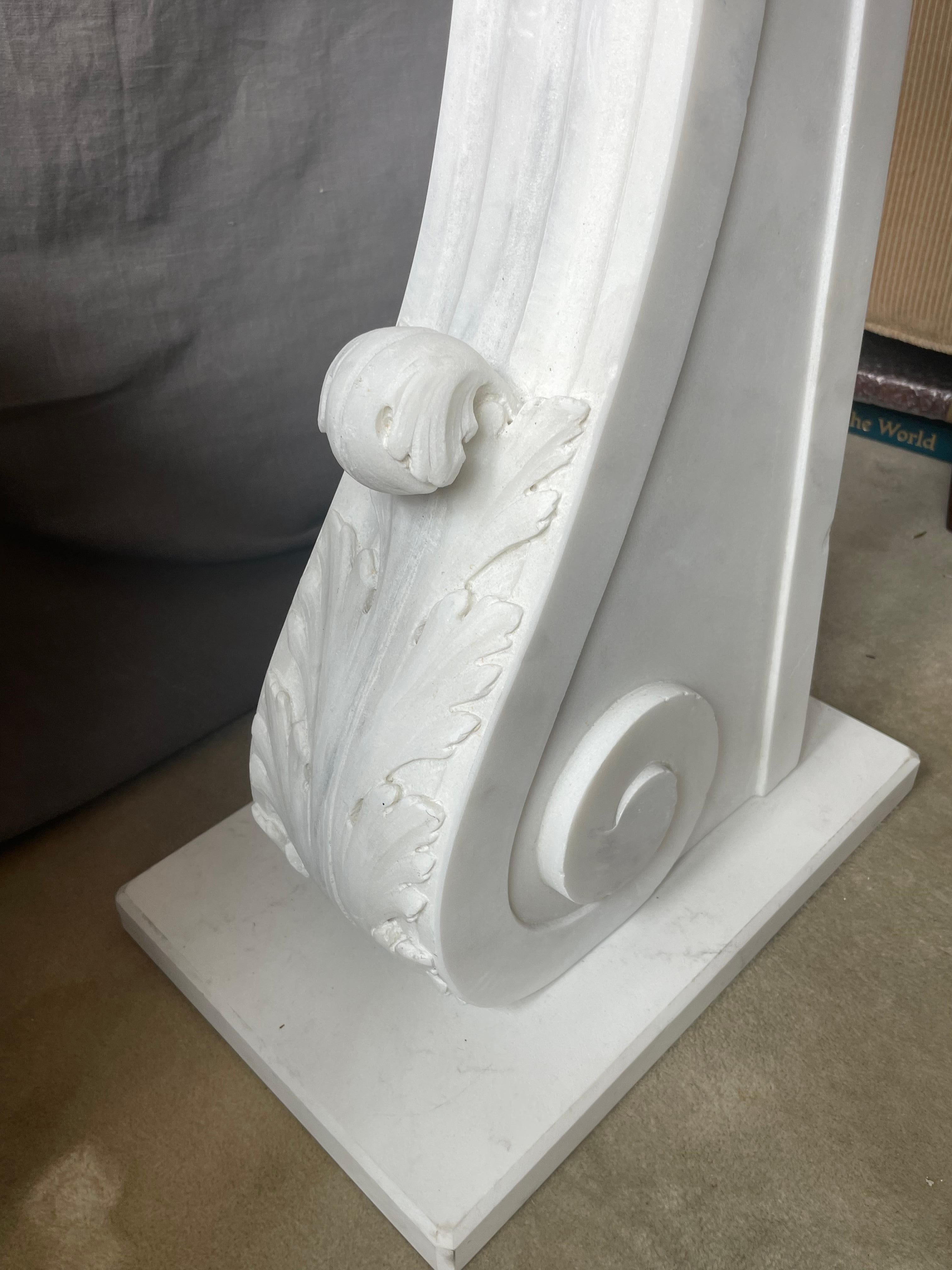 White Marble Acanthus Scroll Console For Sale 2