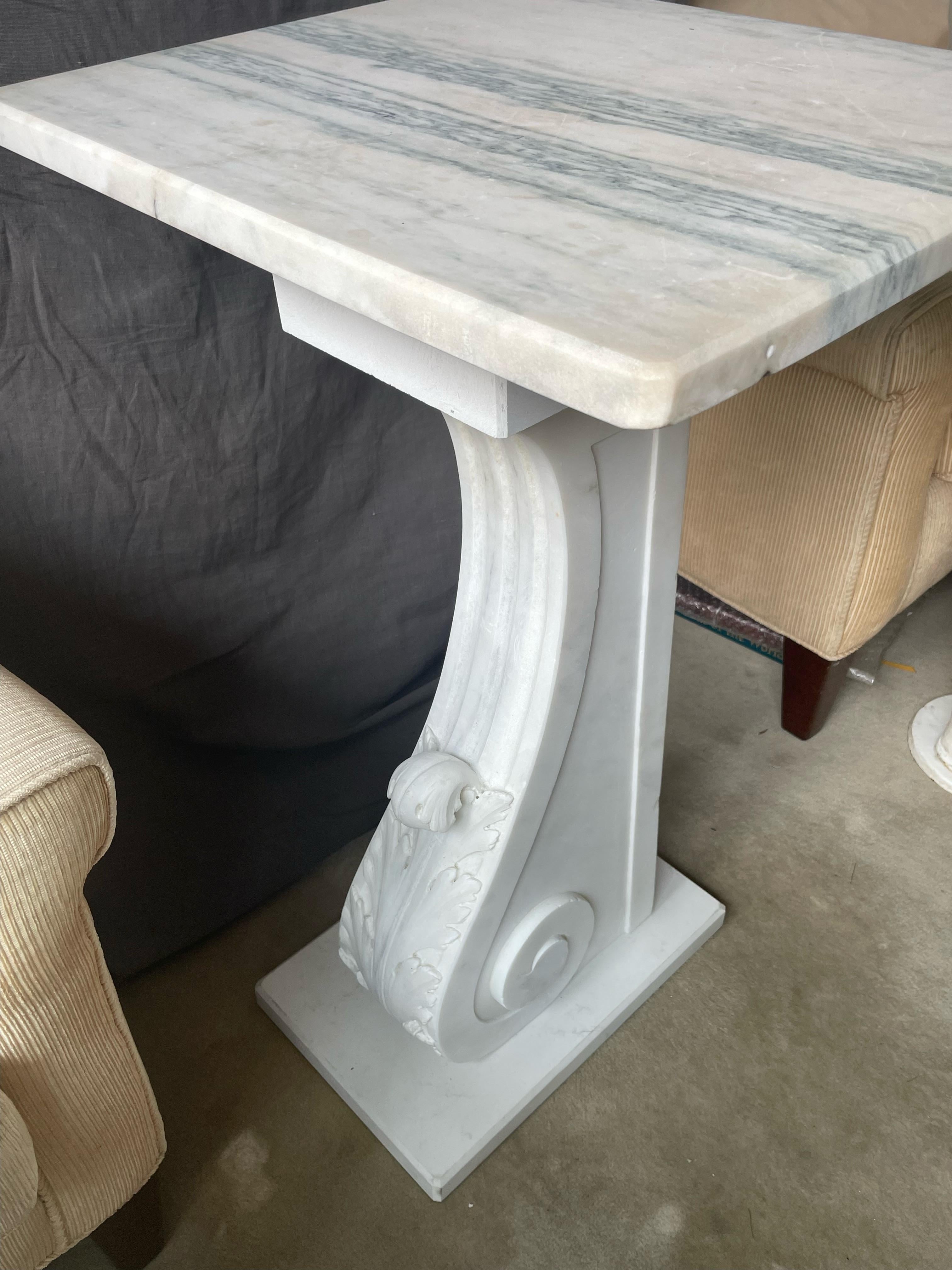 White Marble Acanthus Scroll Console For Sale 3