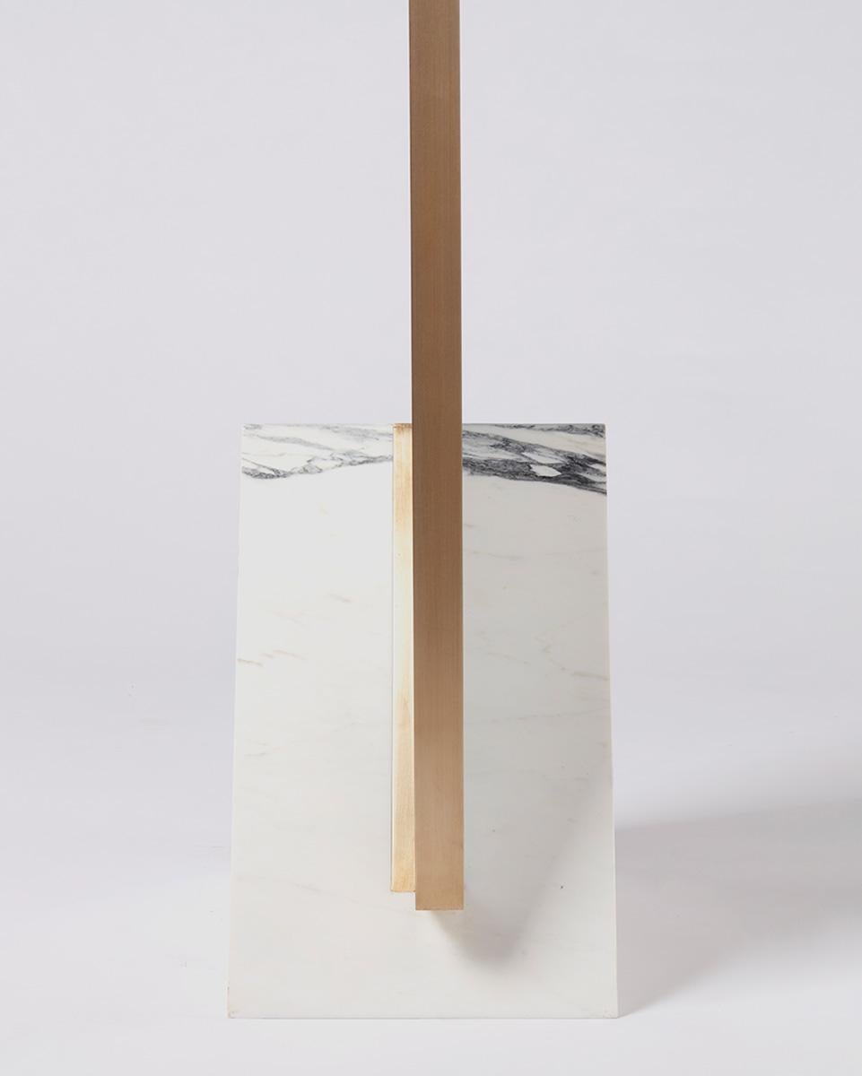 American White Marble and Brass Coexist Tri Standing Mirror by Slash Objects For Sale