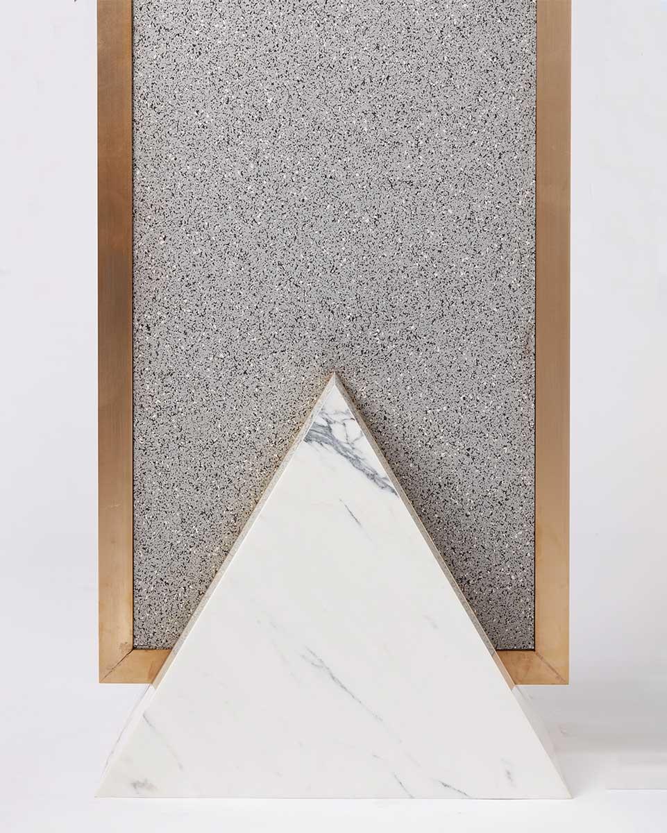 White Marble and Brass Coexist Tri Standing Mirror by Slash Objects In New Condition For Sale In Brooklyn, NY