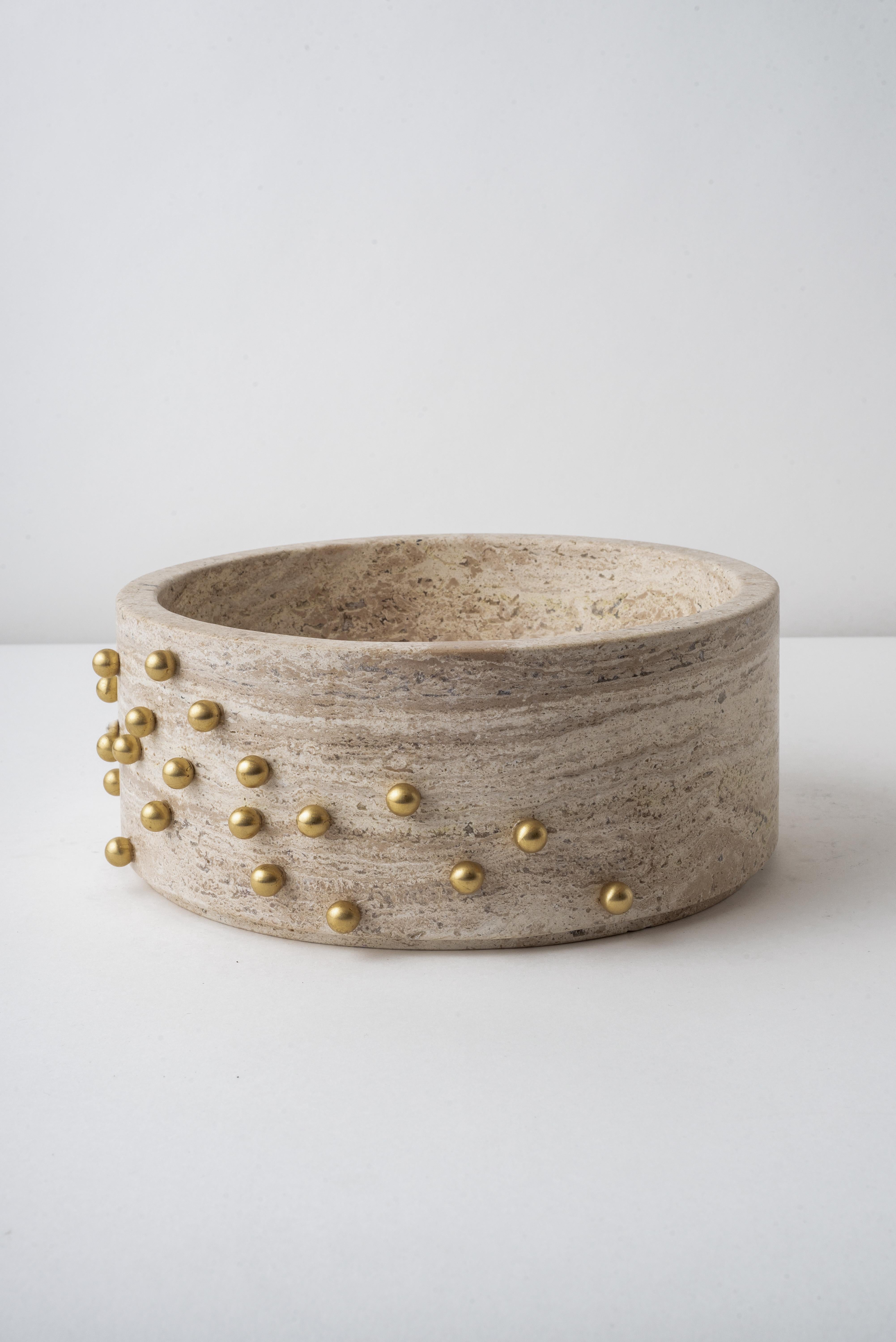 Confetti White Marble & Brass Bowl 6