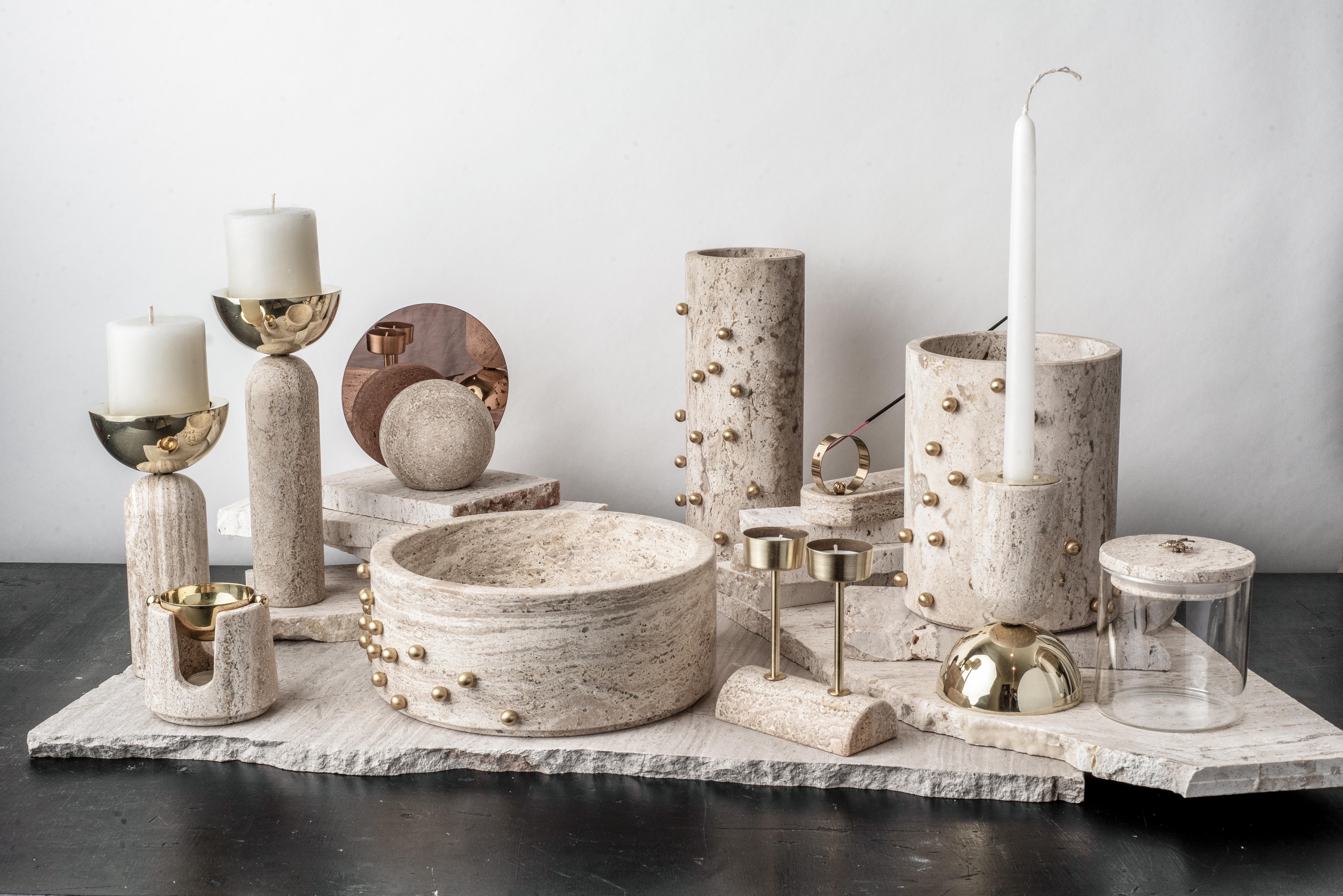Confetti White Marble & Brass Bowl 3