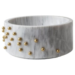 Confetti White Marble & Brass Bowl