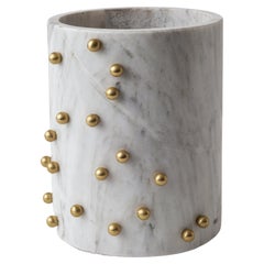 Confetti White Marble & Brass Wide Vase