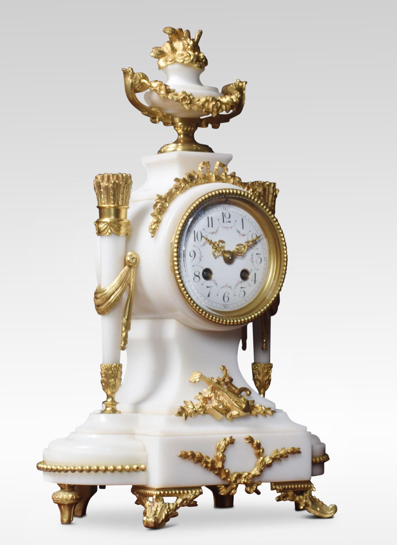 White Marble and Gilt Metal Mounted Clock Set 2