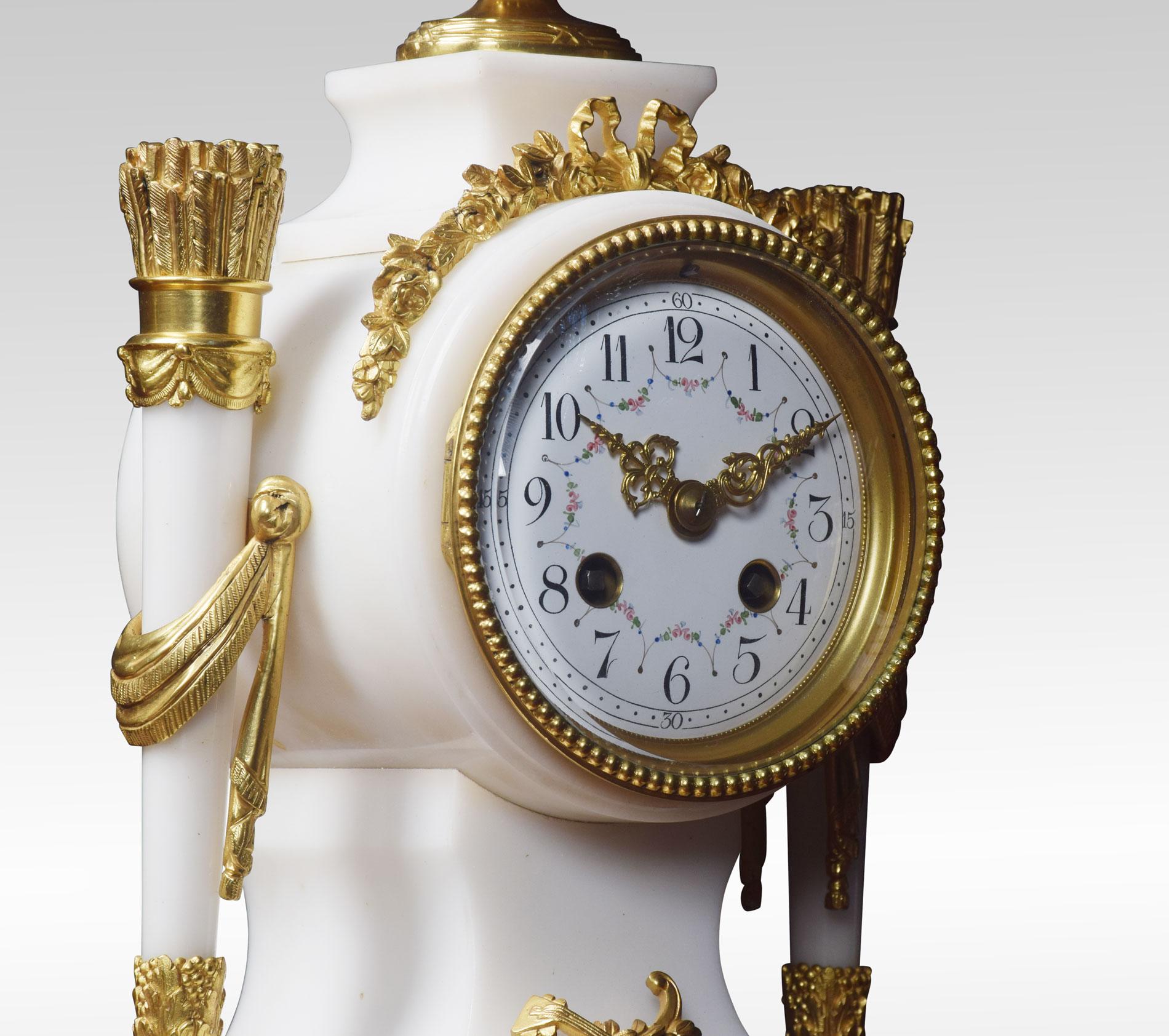 White Marble and Gilt Metal Mounted Clock Set 3