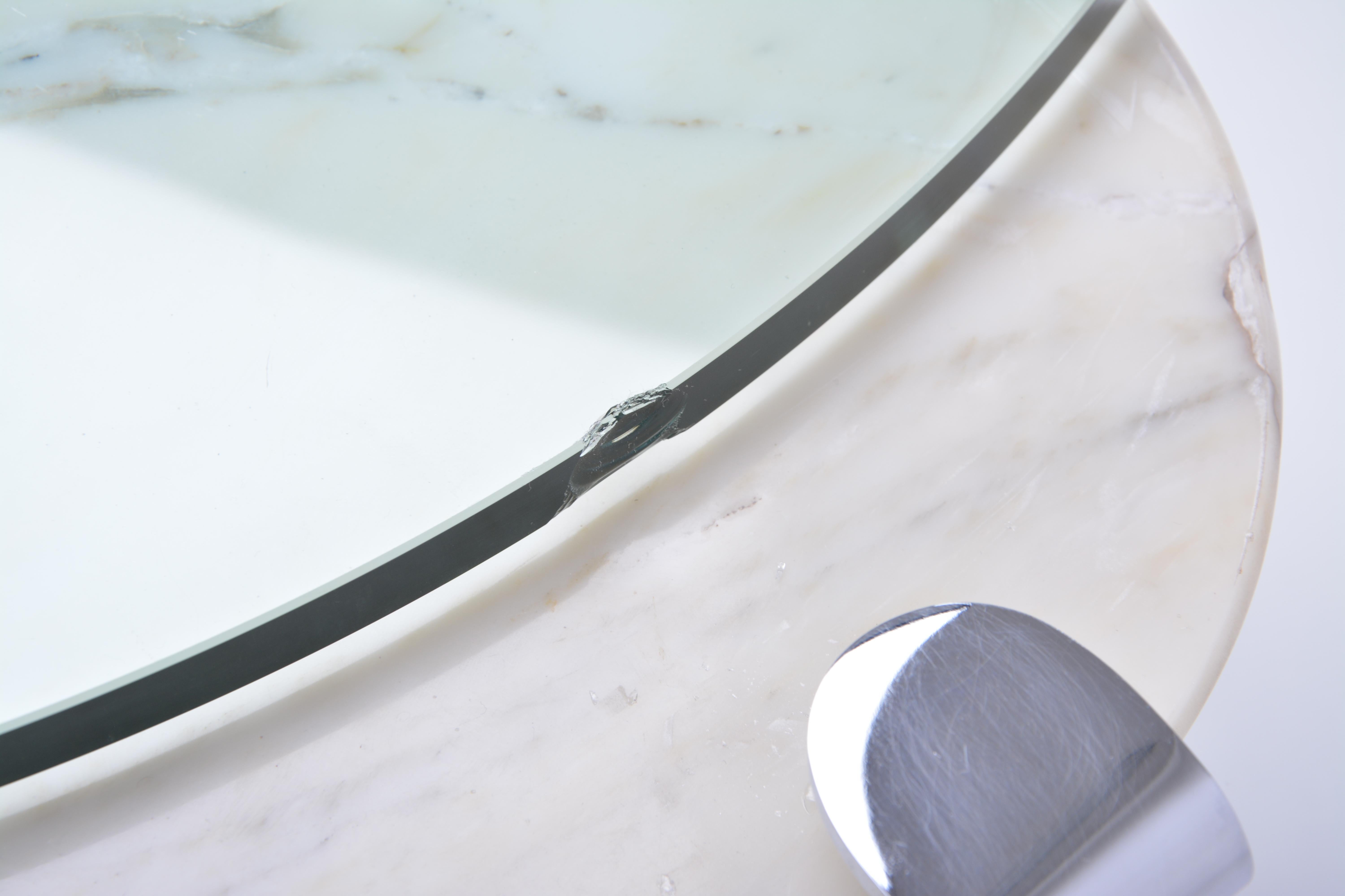 Table basse en marbre blanc et verre Modèle K1000 par Team Form pour Ronald Schmitt en vente 9