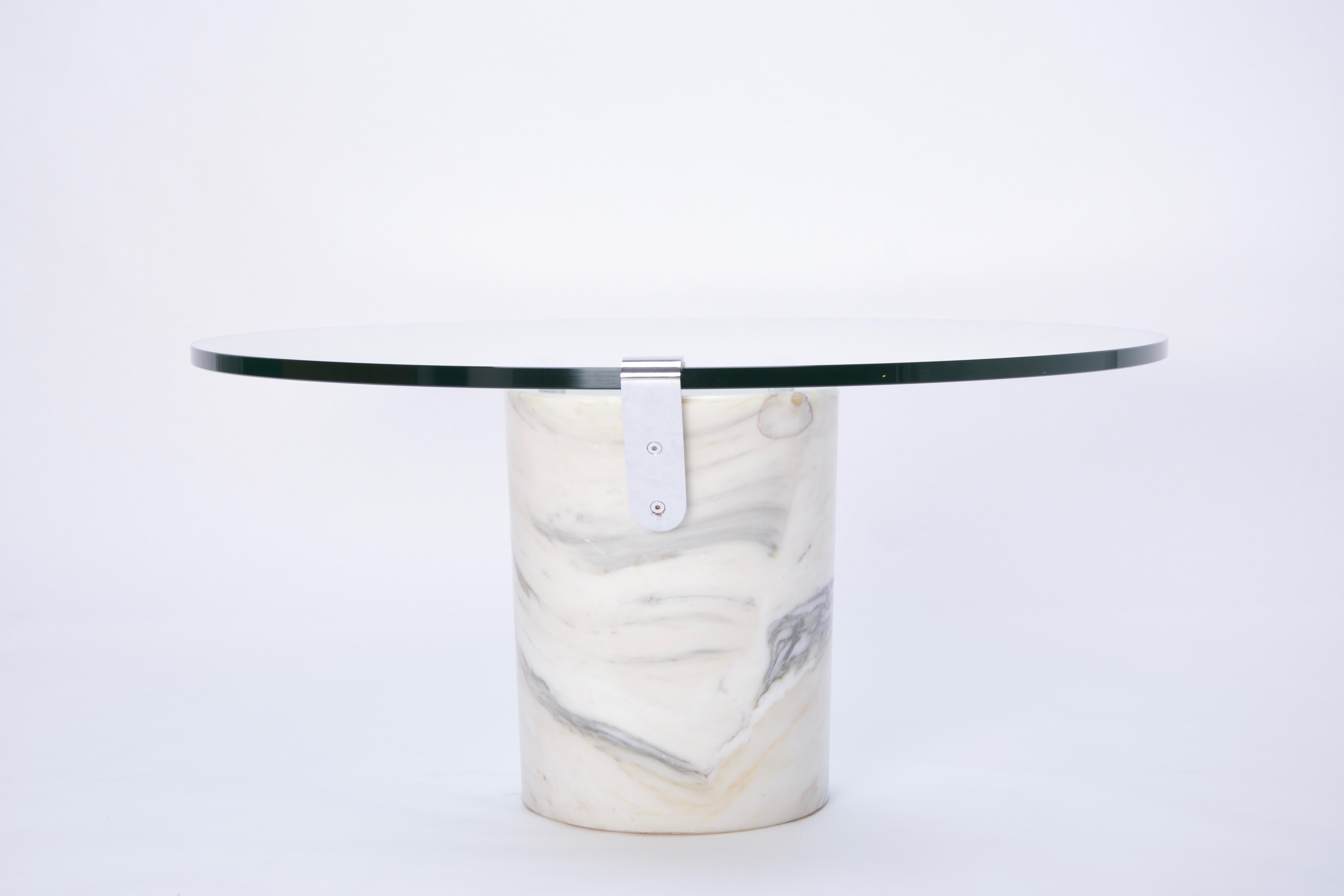 White Marble and Glass Coffee Table Model K1000 by Team Form for Ronald Schmitt For Sale 11