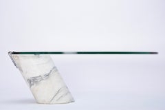 White Marble and Glass Coffee Table Model K1000 by Team Form for Ronald Schmitt