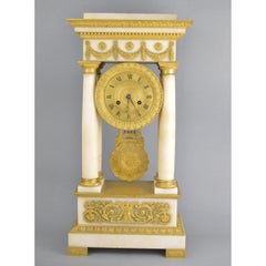 White Marble and Ormolu Mantel Clock Charles X, 19th Century