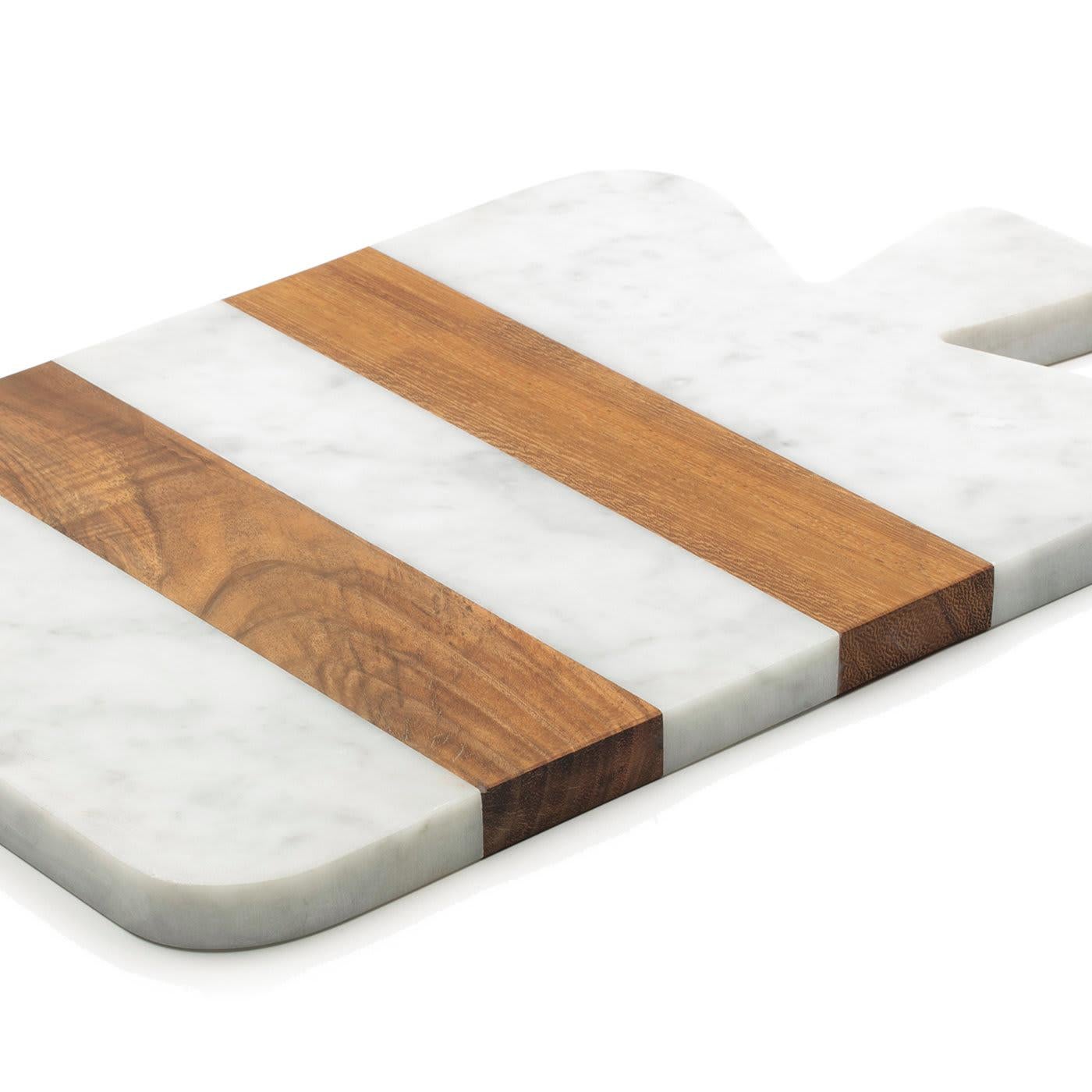 White Marble and Wood Thick Cutting Board For Sale 2