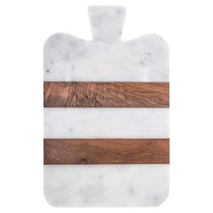 White Marble and Wood Thick Cutting Board