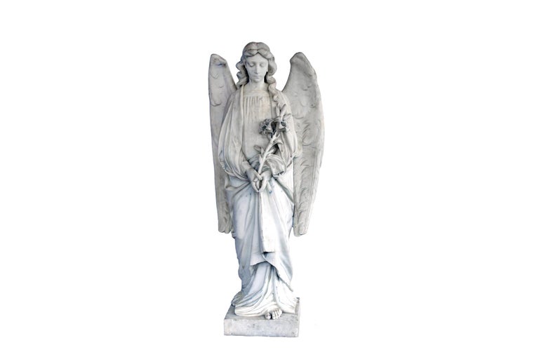 White Marble Angel Statue, 19th Century, France For Sale at 1stDibs