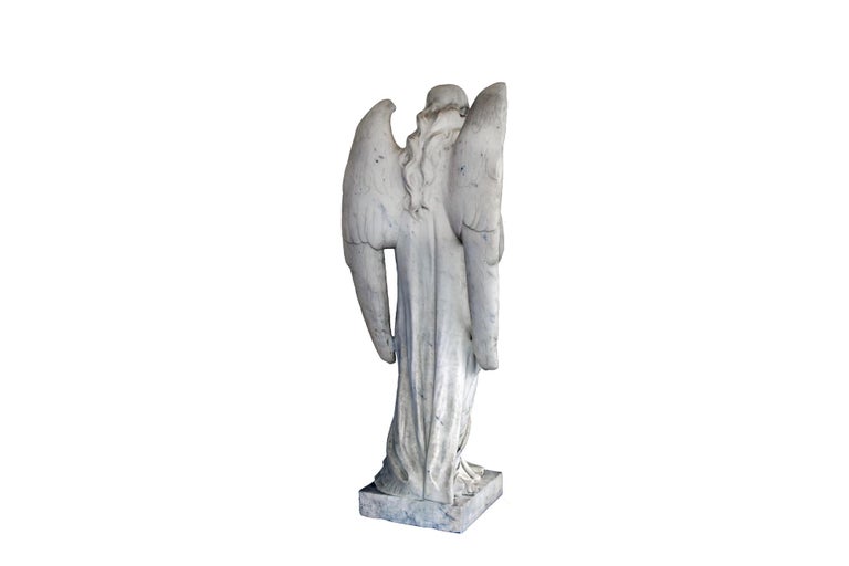 White Marble Angel Statue, 19th Century, France For Sale at 1stDibs