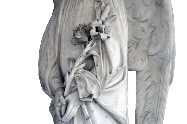 White Marble Angel Statue, 19th Century, France For Sale at 1stDibs