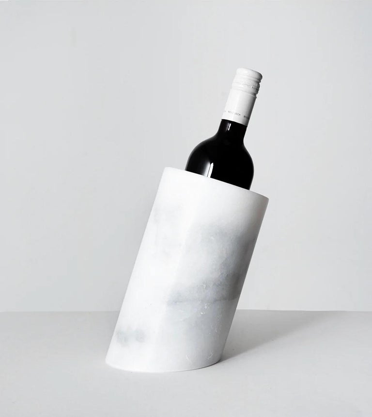 White Marble Angled Wine Cooler For Sale at 1stDibs