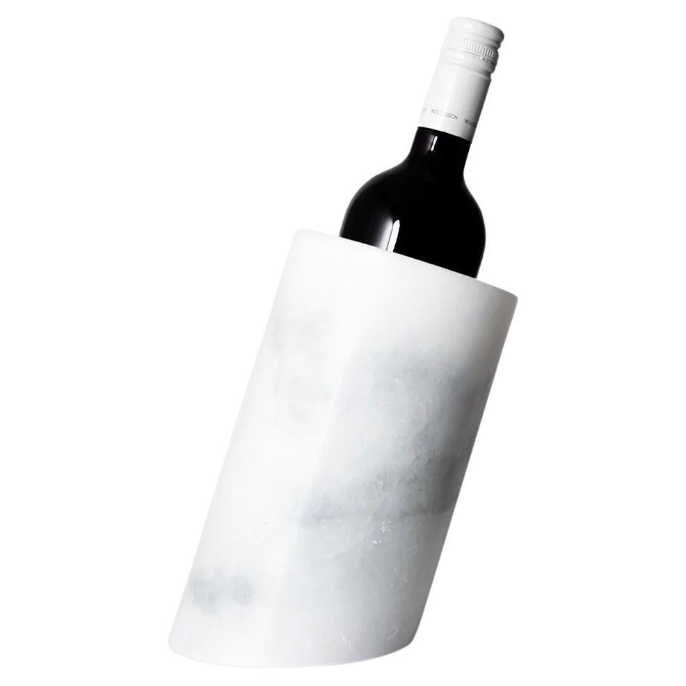 White Marble Angled Wine Cooler
