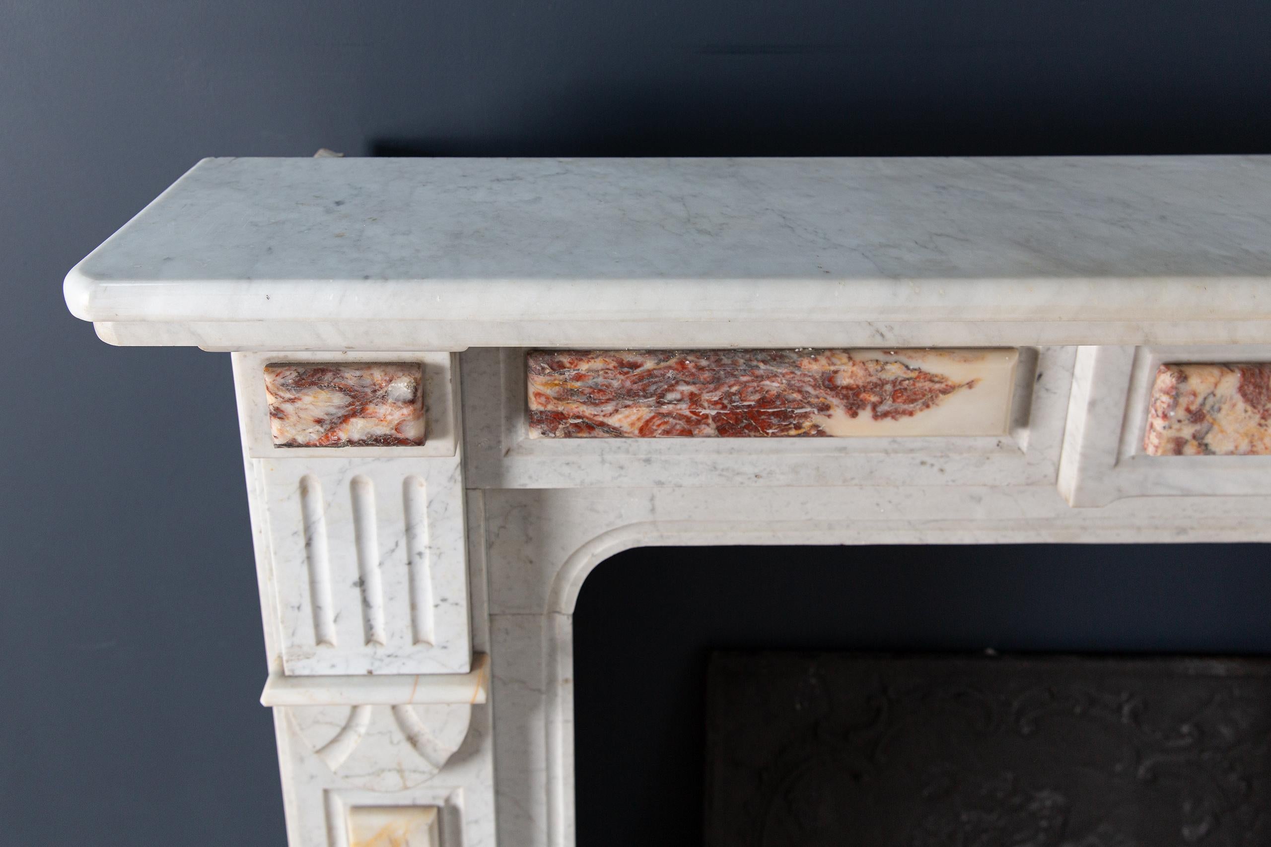 White Marble Antique Neoclassical French Circulation Fireplace 9