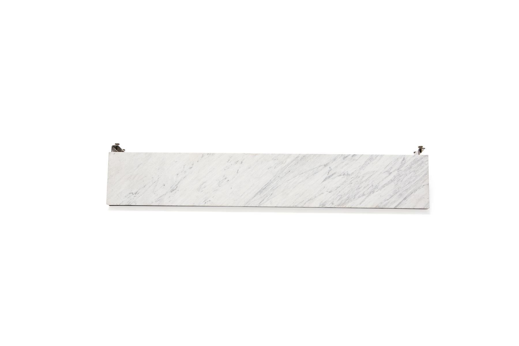 Modern White Marble & Antique Nickel Wing Table For Sale