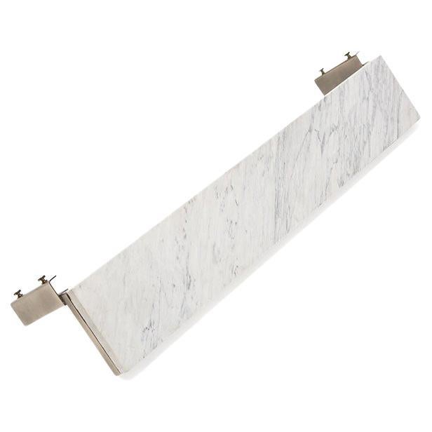 White Marble & Antique Nickel Wing Table For Sale