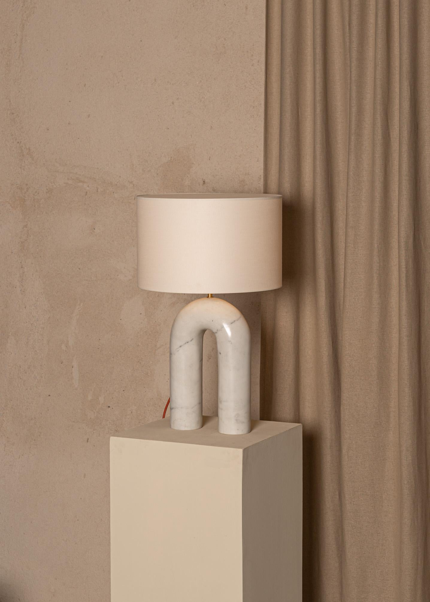 Post-Modern White Marble Arko Table Lamp by Simone & Marcel For Sale