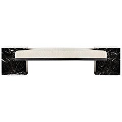 Black Marble, Black Steel, and Boucle Coexist Bench by Slash Objects