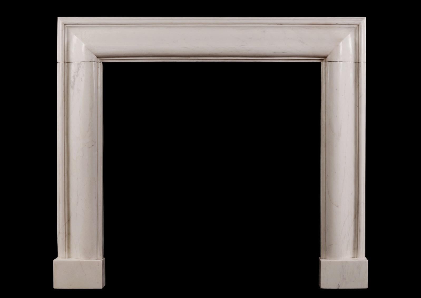 Queen Anne White Marble Bolection Fireplace For Sale