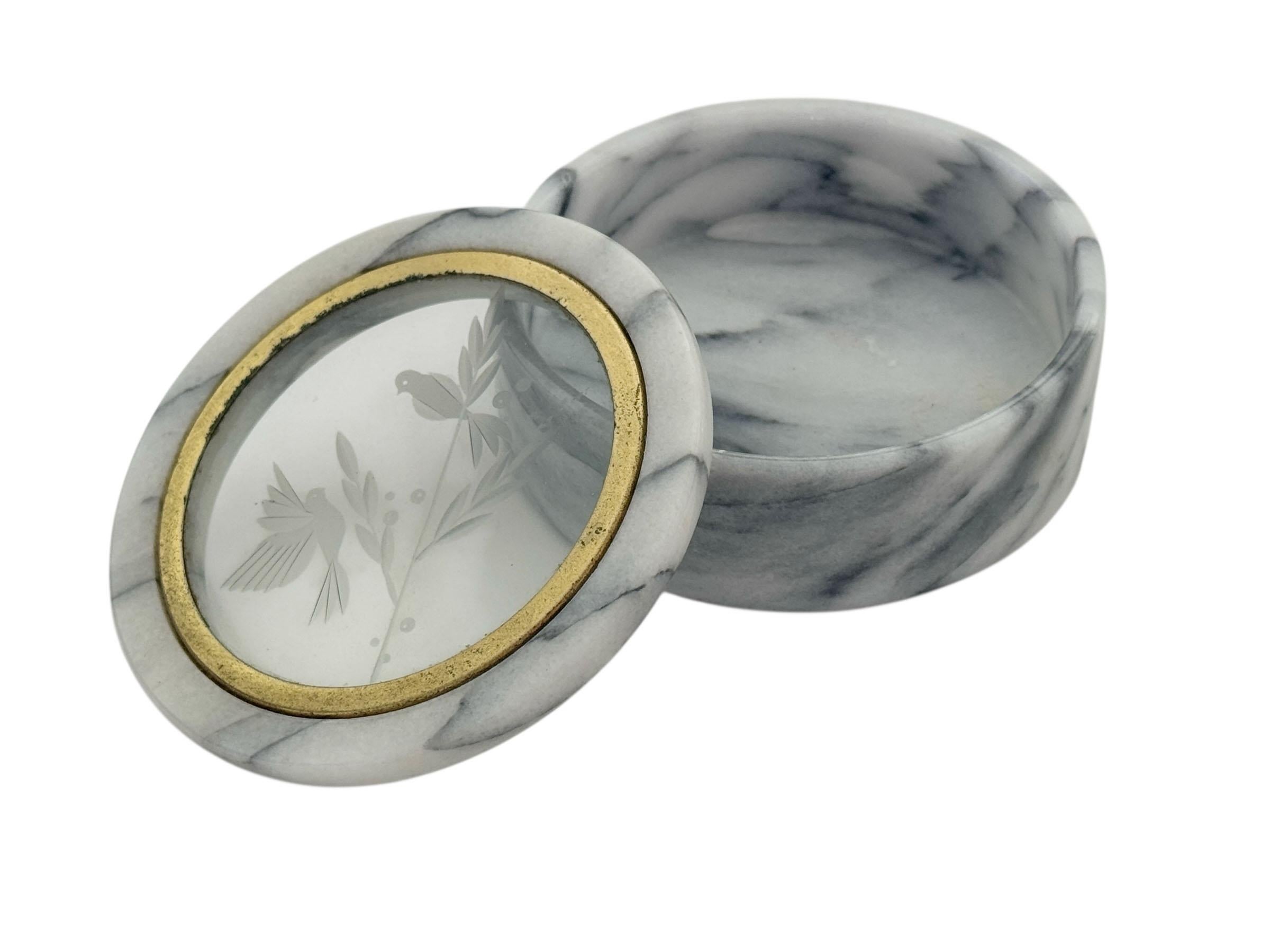 Taiwanese White Marble Box With Glass Top For Sale