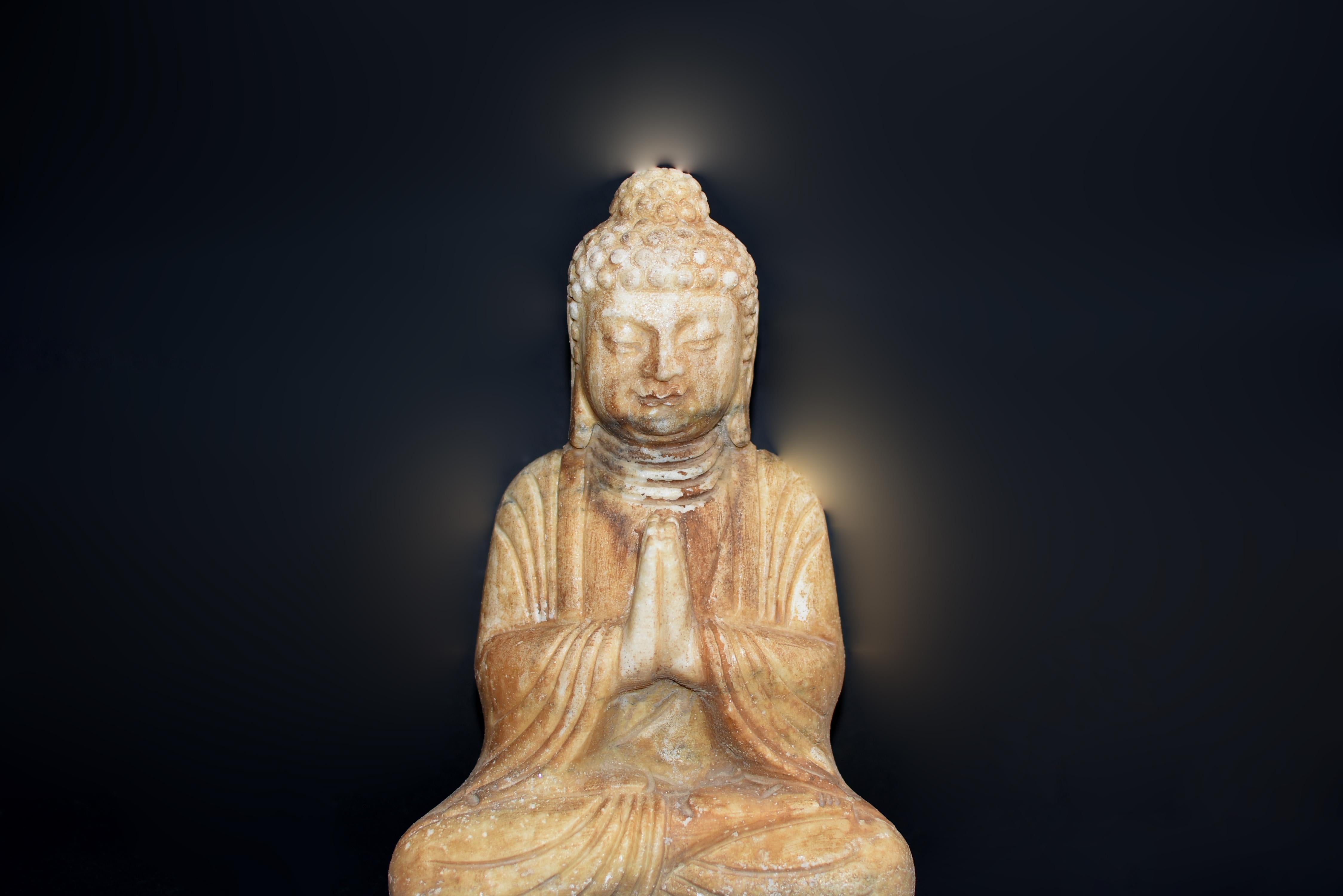 Qing White Marble Buddha Statue For Sale