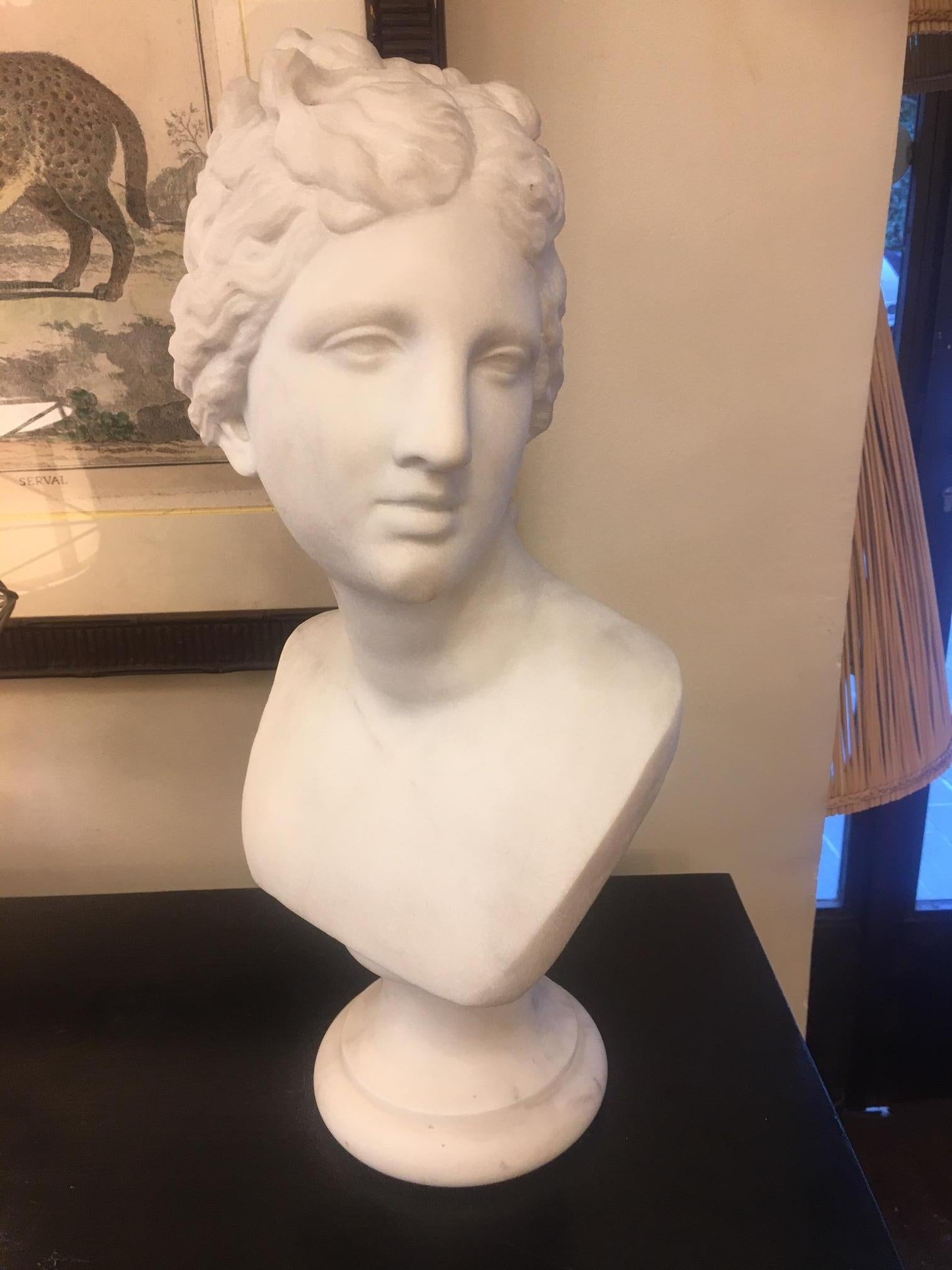 White Marble Bust De Carrare, 19th, Signed Girard 10