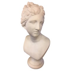 White Marble Bust De Carrare, 19th, Signed Girard