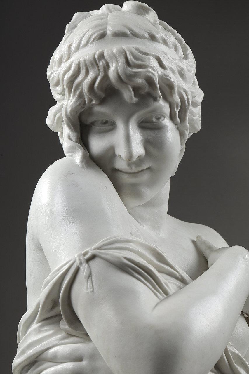 White Marble Bust 'La Pudeur' After J-A. Houdon, 19th Century 3