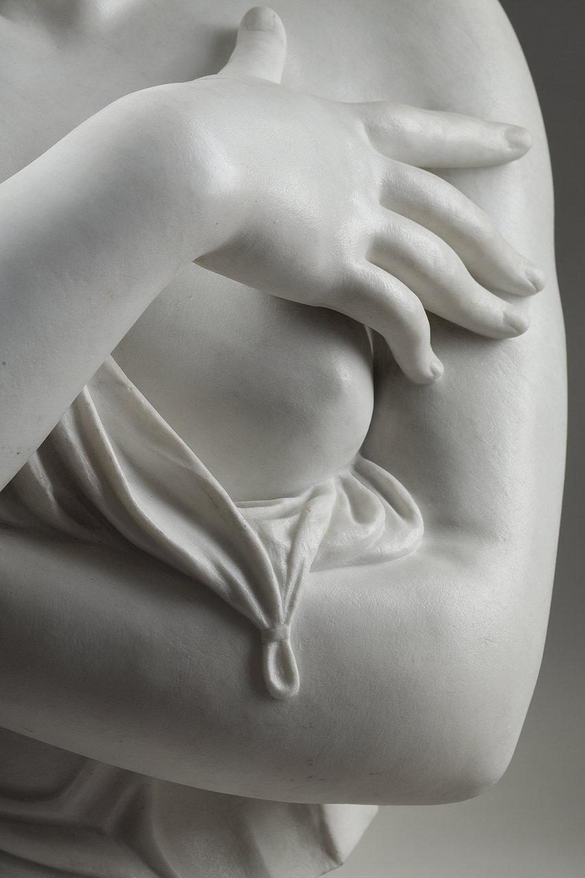White Marble Bust 'La Pudeur' After J-A. Houdon, 19th Century 8