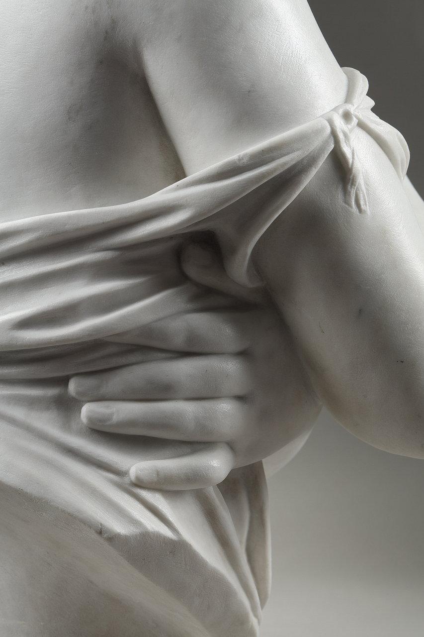White Marble Bust 'La Pudeur' After J-A. Houdon, 19th Century 9