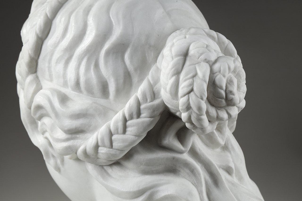 White Marble Bust 'La Pudeur' After J-A. Houdon, 19th Century 12