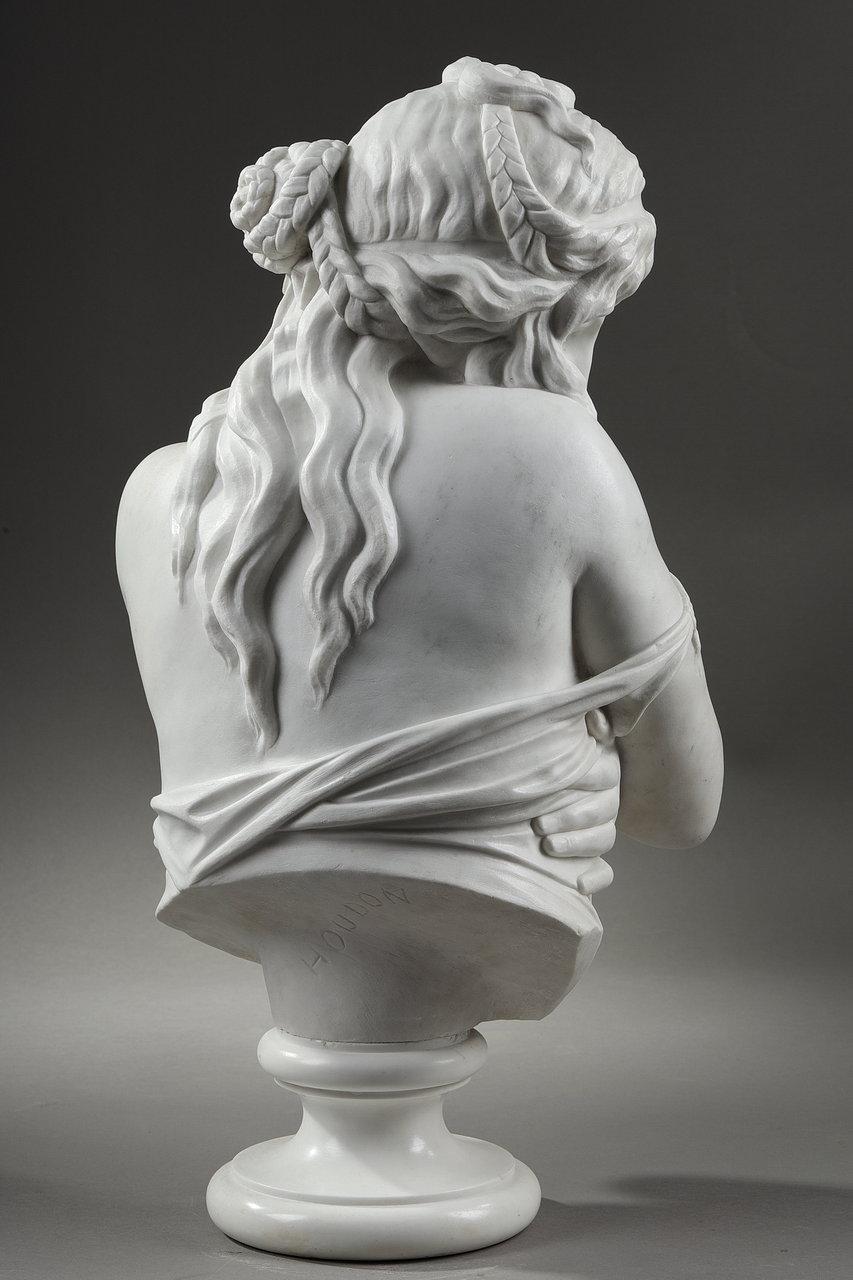 White Marble Bust 'La Pudeur' After J-A. Houdon, 19th Century In Good Condition In Paris, FR