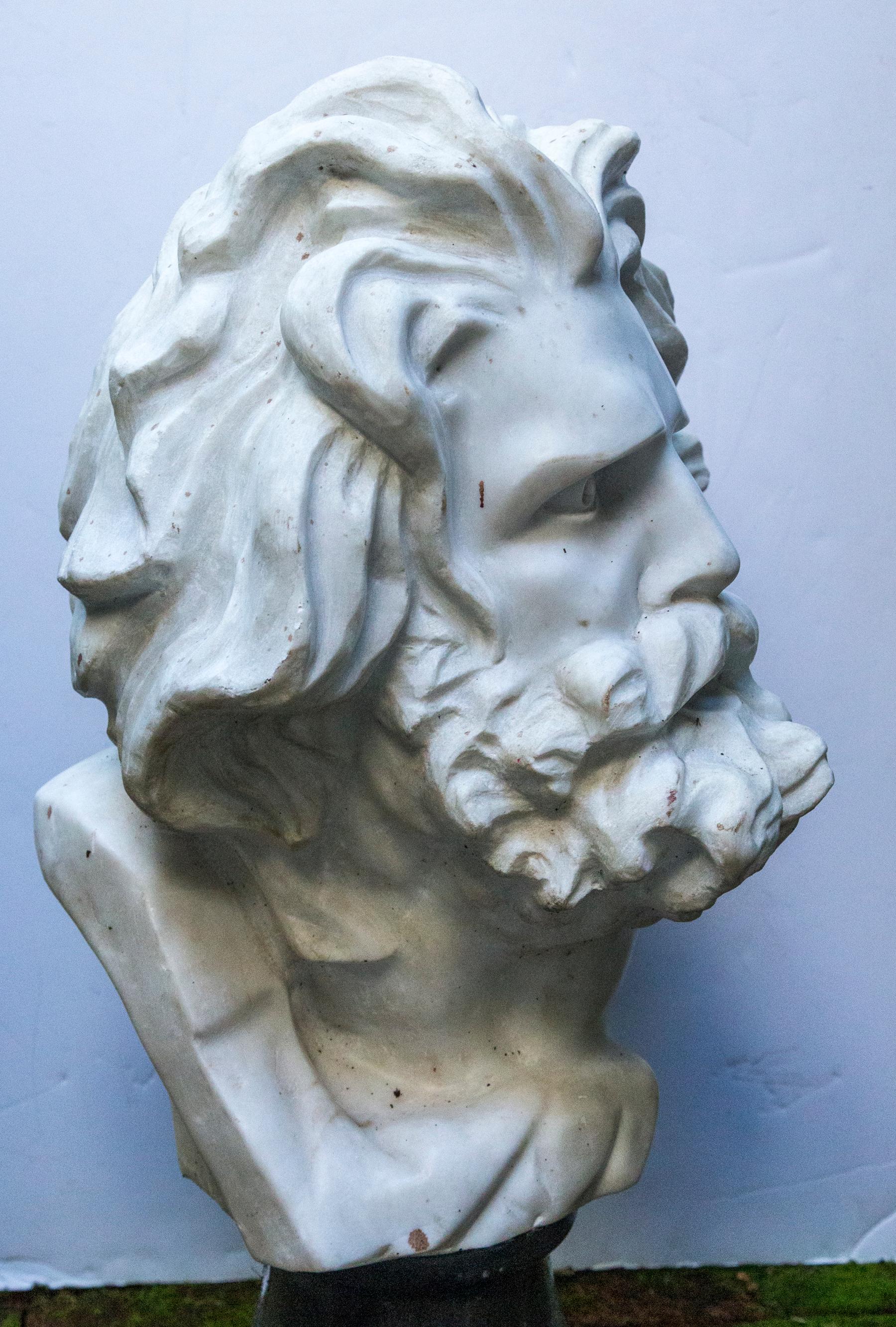Classical Greek White Marble Bust of a Bearded Man For Sale