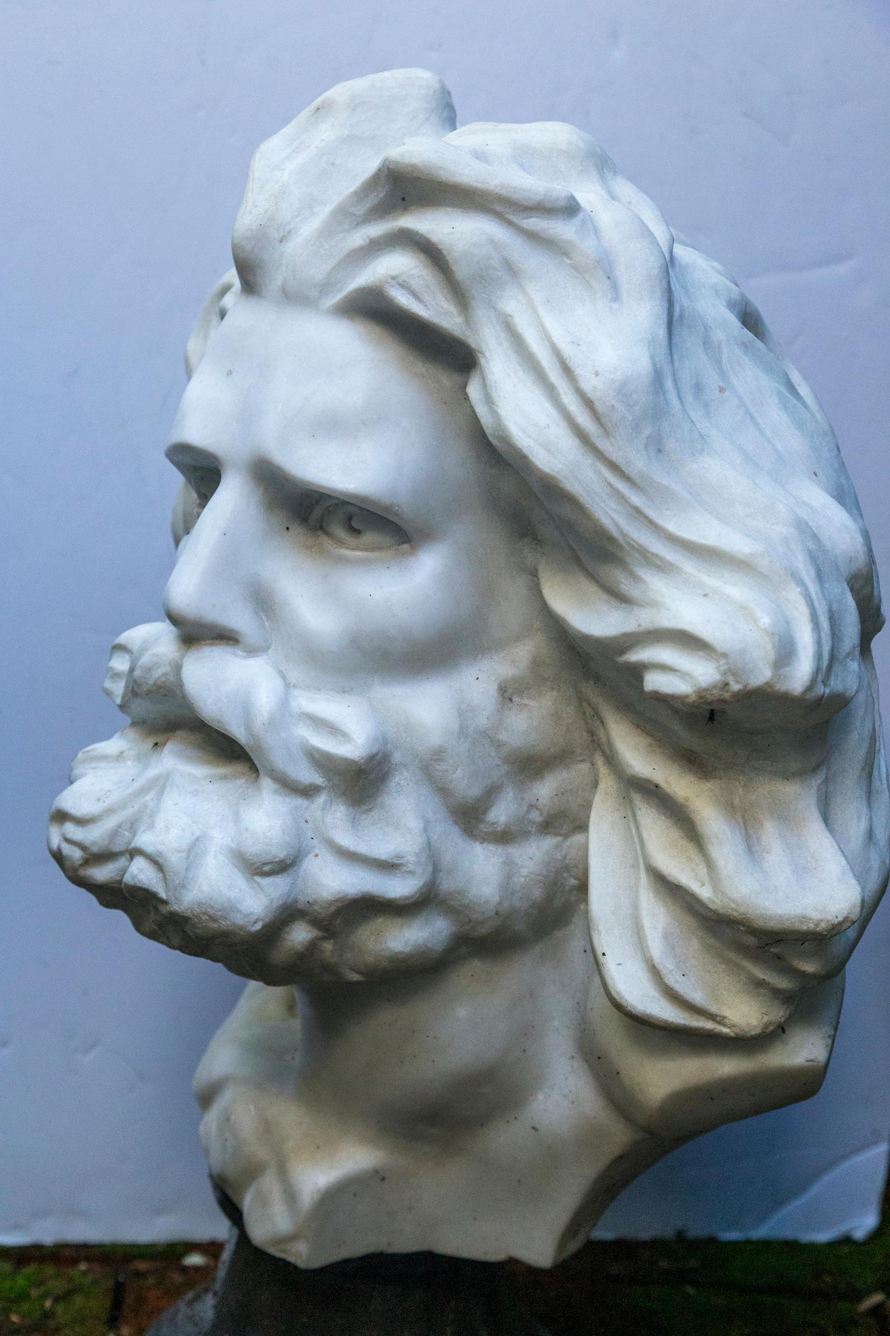 White Marble Bust of a Bearded Man For Sale 1