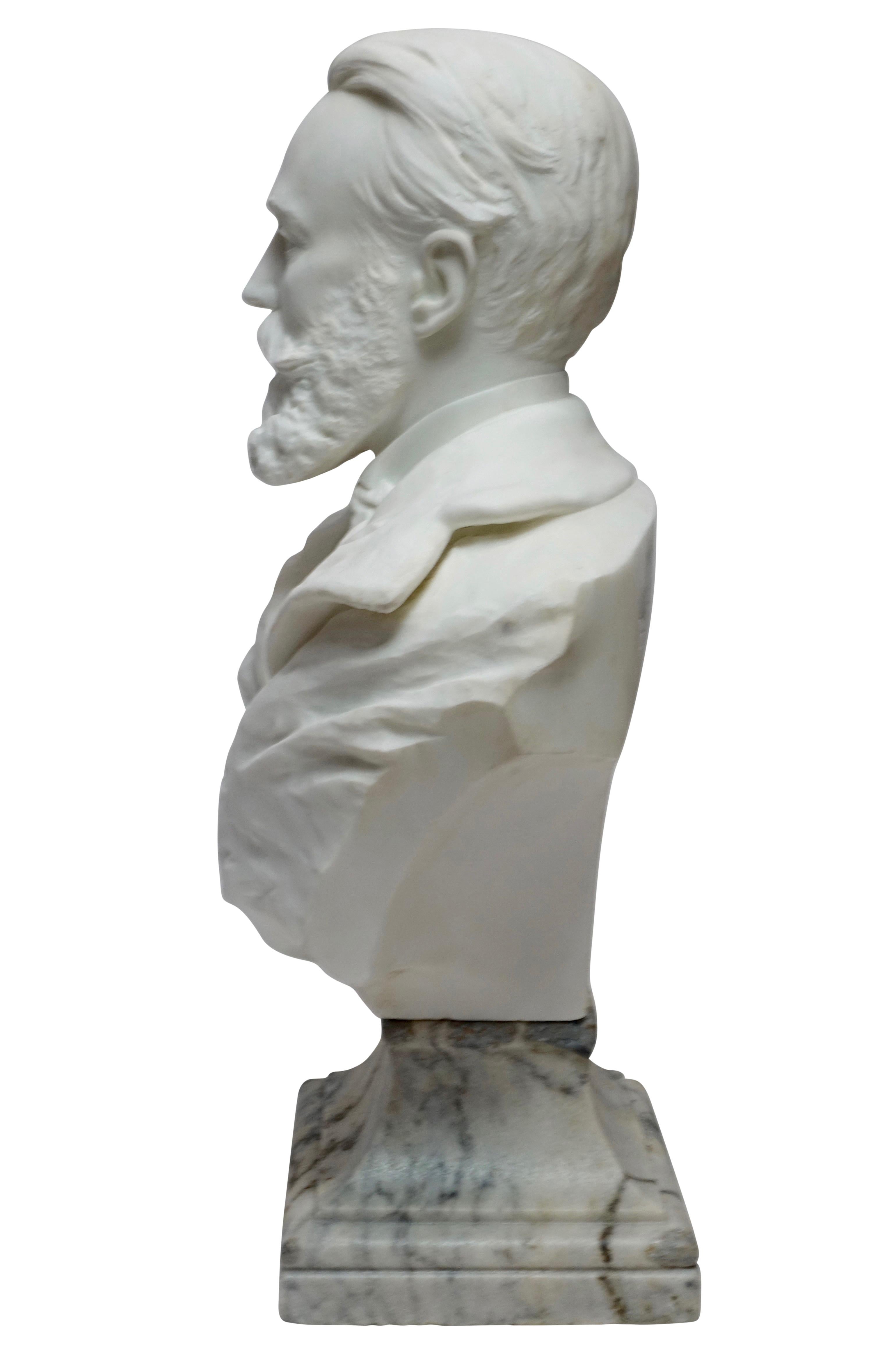 19th Century  19th cent. White Marble Bust of a Gentleman by R. Schmid Dated 1891
