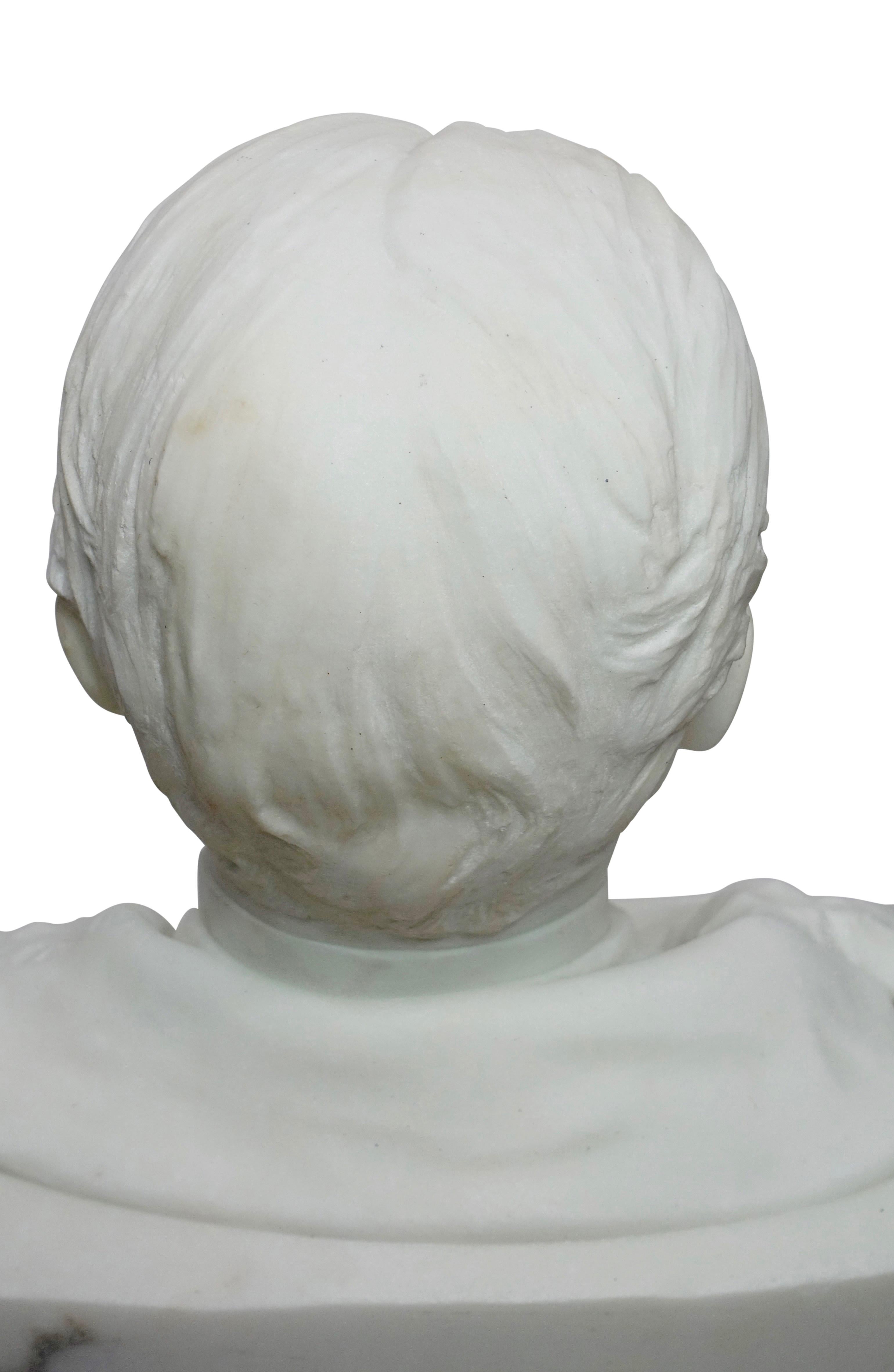  19th cent. White Marble Bust of a Gentleman by R. Schmid Dated 1891 2